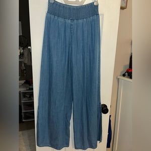 Wide leg chambray pants